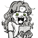 Girl with messy hair screaming with wide eyes while holding a piece of paper.