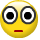Yellow smiley face with large wide eyes and a flat mouth staring intensely.