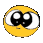Four yellow circular faces with various expressions including wide eyes, shy glances, and hearts, rendered in a simple pixel…