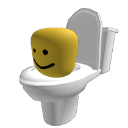 Roblox character head emerging from a white ceramic toilet bowl.