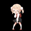 A cute chibi anime girl with blonde hair dancing rhythmically in a loop.