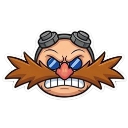 Dr. Eggman with a large brown mustache and goggles wearing an angry, gritting teeth expression.