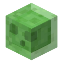 Minecraft slime mob with a green cubic body and pixelated face.