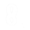 Number eight in a bold white font with a period next to it on a black background.