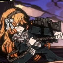 Anime girl with orange hair looking exhausted while holding a rope.