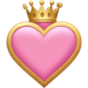 Pink heart topped with a gold crown.