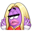 Jynx from Pokemon with blonde hair and heavy makeup making a sassy hand gesture.
