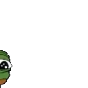 Pepe the Frog looking exhausted while carrying a large gray rock on his back.