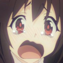 Anime girl with wide, tear-filled eyes and a gaping mouth expressing extreme distress.