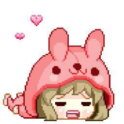 A girl in a bunny hoodie lying down with hearts floating above her head.