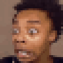 Person rapidly cycling through expressions of shock and screaming.