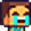 Steve from Minecraft with a sad expression and bright blue tears streaming down his face.