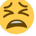 Yellow emoji face with closed, arched eyes and a downturned mouth, expressing deep weariness.