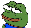 Pepe the Frog with a smug, knowing smirk and half-closed eyes.