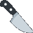Knife with a black handle and a silver blade depicted in a simple pixel art style.