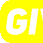 The letters GI appear in bold white text against rapidly cycling yellow, pink, and cyan backgrounds.