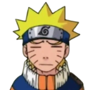 Naruto Uzumaki with his eyes closed and a look of deep disappointment on his face.