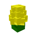 Corn seed emoji rendered in a blocky pixel art style with yellow kernels and a green base.