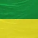 A rectangular flag divided horizontally into a green top half and a yellow bottom half.
