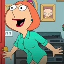 Lois Griffin with wide eyes and an open mouth looking surprised.