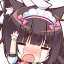 Chocola the catgirl with a maid headdress covering her eyes with her hand in a facepalm gesture.