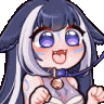 Anime girl with a collar and bell making a happy, eager expression with her tongue out.