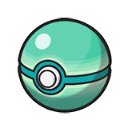 Strange Ball from Pokemon colored in teal and blue.