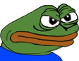 Pepe the Frog with narrowed eyes and a pursed, annoyed expression.