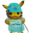 Pikachu wearing a light blue Lucknow Super Giants cricket cap and jersey.