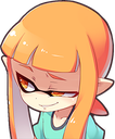 Inkling girl with orange hair making a smug, side-eyed expression.