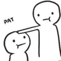 Two simple stick figures where one is repeatedly patting the other on the head.
