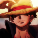 Monkey D. Luffy wearing his signature straw hat pulled down over his eyes with a serious expression.