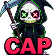 Grim reaper with glowing eyes holding a scythe above the word CAP in bold red letters.