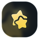 Two gold stars layered on a dark rounded square background.