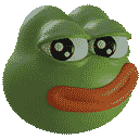 Pepe the Frog character rendered in 3D spinning continuously in a loop.