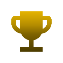 Gold trophy icon centered on a black background.