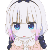 Kanna Kamui from Miss Kobayashi's Dragon Maid in a cute fighting stance with clenched fists.