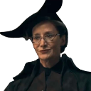 Minerva McGonagall wearing her witch hat and glasses with a smug, unimpressed expression.