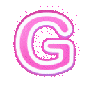 Letter G in a glossy, bubble-style font with pink and blue gradients.