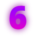 A bold purple number six centered on a bright magenta background.