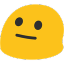 Yellow blob character with a blank, confused expression and a flat line mouth.