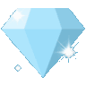 Diamond with sparkles in a pixel art style.