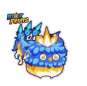 A blue, fluffy creature with large eyes wearing a golden crown.