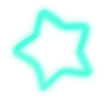 A glowing cyan star with rounded edges in a pixel art style.
