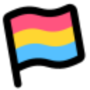 Pansexual pride flag waving with horizontal pink, yellow, and blue stripes.