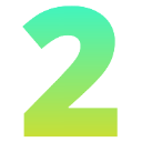 Number two rendered in a bright green to yellow vertical gradient.