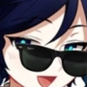 Venti from Genshin Impact wearing black sunglasses with a smug, smiling expression.