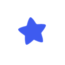 A flat blue five-pointed star centered on a black background.