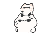 Two cute white cats holding and eating lollipops while looking happy.