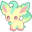 Leafeon with a happy expression and sparkling eyes in a kawaii art style.